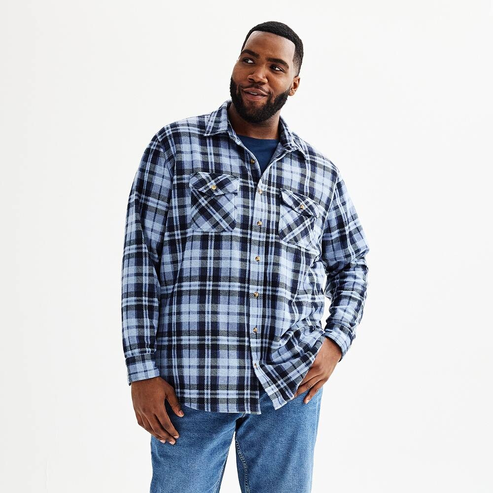 

Вязаная рубашка на пуговицах с длинными рукавами Big & Tall Sonoma Goods For Life, цвет Blue Plaid