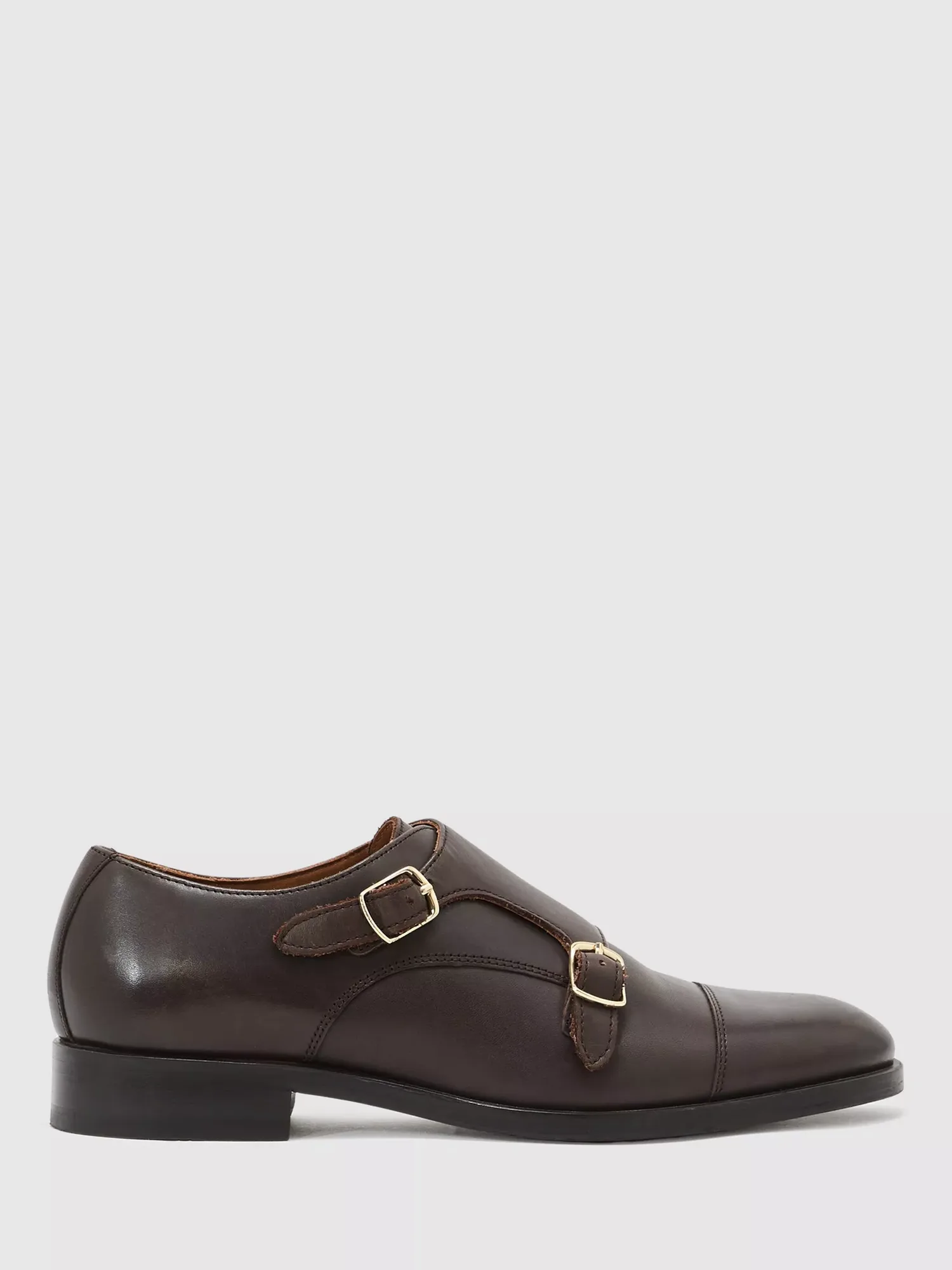 Кожаные туфли-монки Amalfi с двойной пряжкой Reiss, Dark Brown