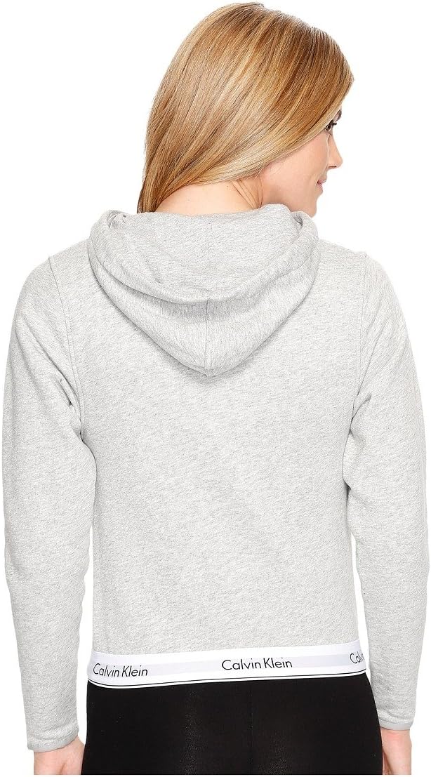 Женская современная хлопковая толстовка с капюшоном на молнии Calvin Klein, Grey Heather — фото 2