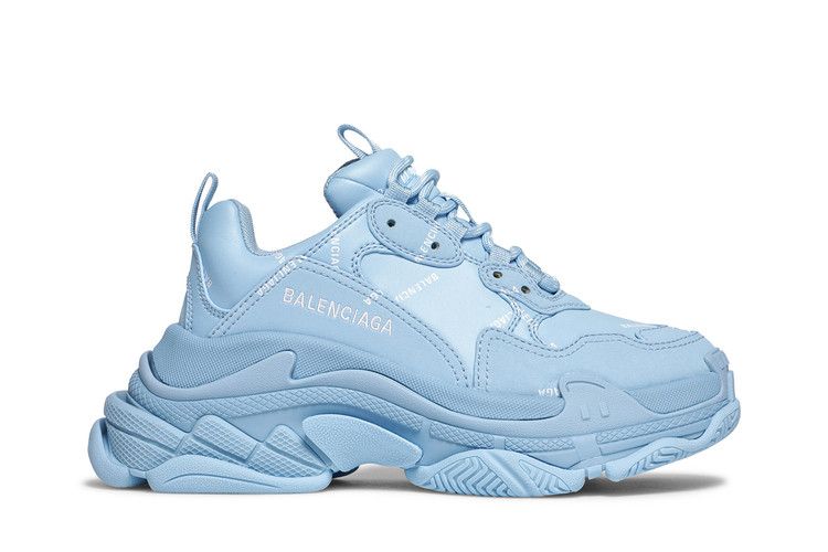 Кроссовки Balenciaga Balenciaga Wmns Triple S Sneaker 'Allover Logo - Light Blue', синий — фото 2