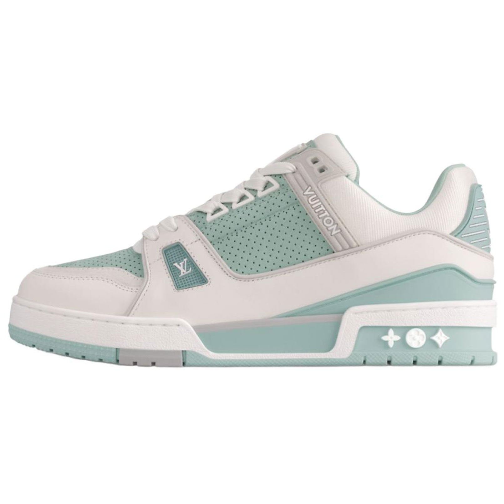 LOUIS VUITTON Кроссовки для скейтбординга Trainer Low Top женские, белые, зеленые