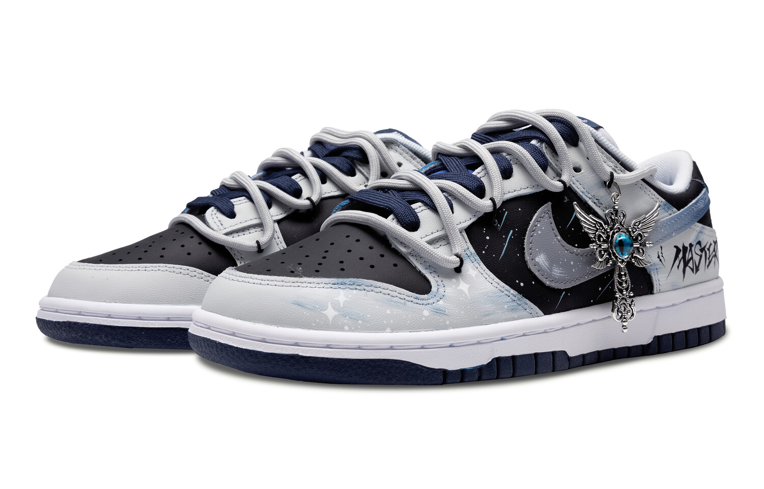 

Кроссовки Nike Dunk Skateboarding Shoes Men Low-top Black/Blue/Gray, черный/синий/серый