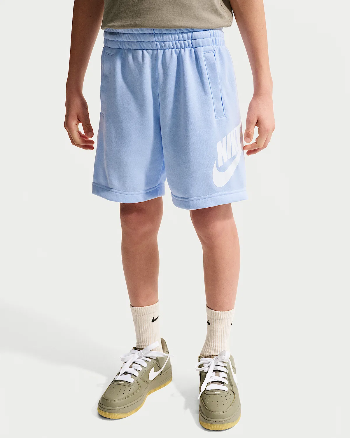 Детские шорты Nike Sportswear Club Fleece из французского флиса, Hydrogen Blue/White — фото 2
