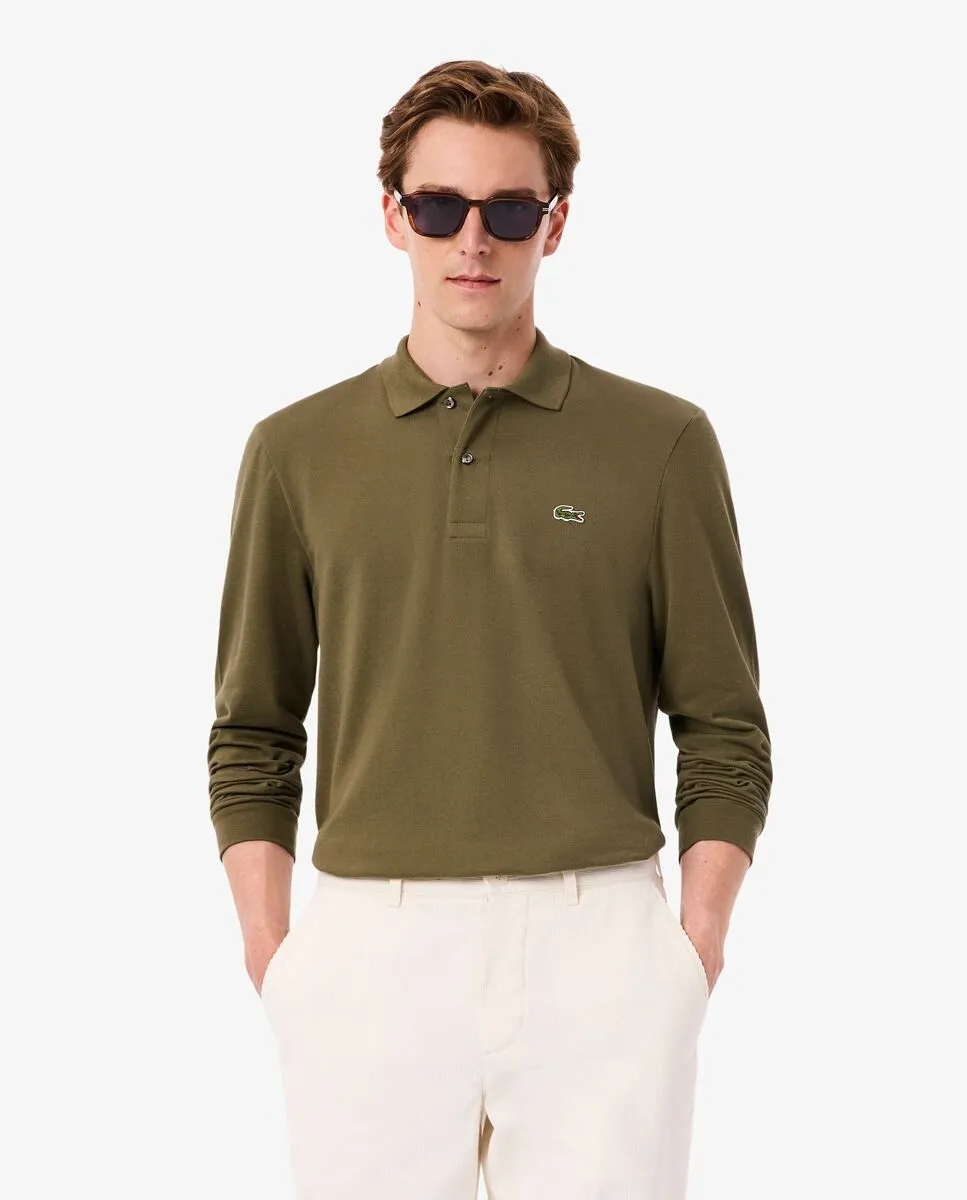 

Мужское поло классического кроя с длинными рукавами Lacoste, военный зеленый