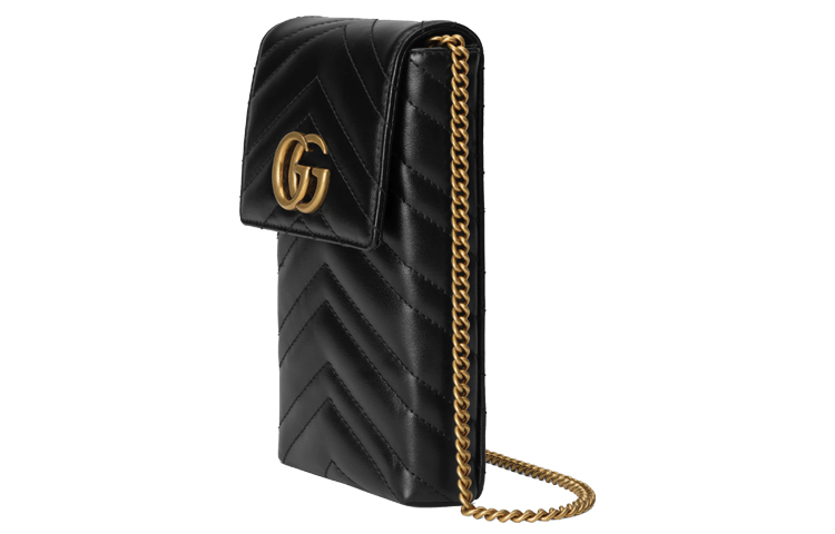 GUCCI Мармонт стеганая кожаная сумка через плечо, женская сумочка, чехол для телефона черный — фото 2
