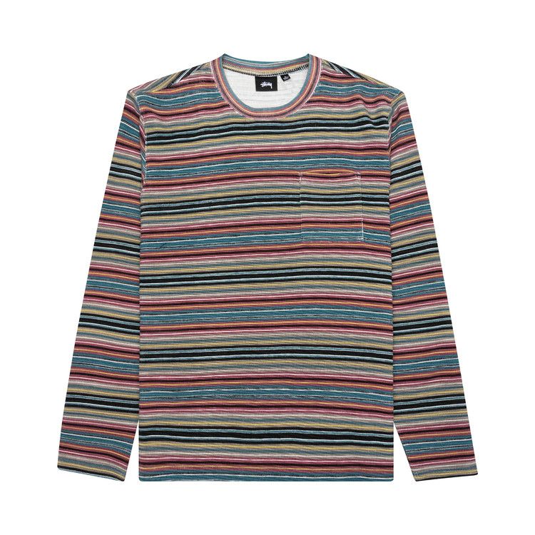 

Свитер Stussy Printed Multi-Stripe Long-Sleeve Crew, Khaki