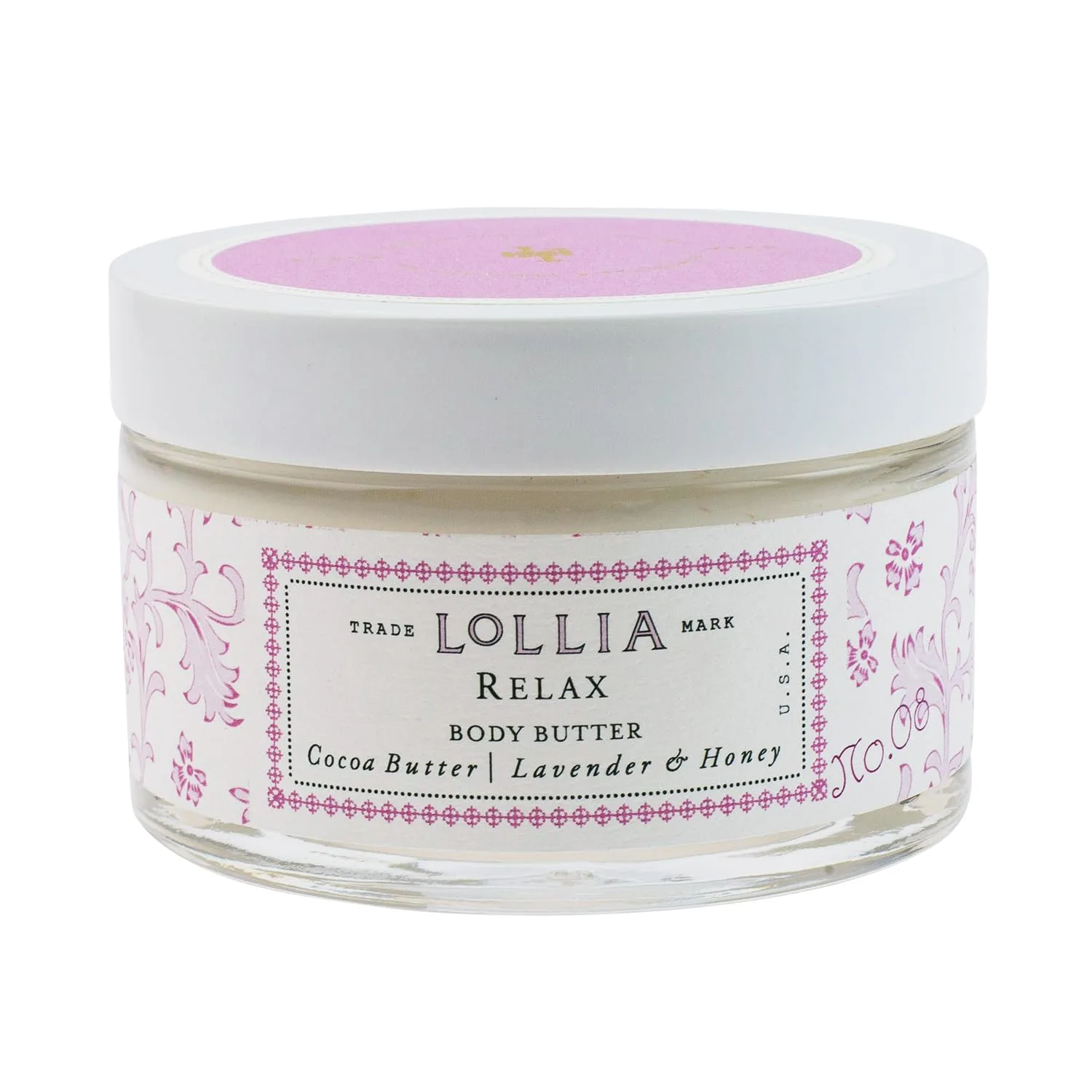 Увлажняющее и разглаживающее средство для тела LOLLIA Relax Body Butter, 150 г - Аромат лаванды и меда - Масло ши и какао, лосьон для тела для женщин, White