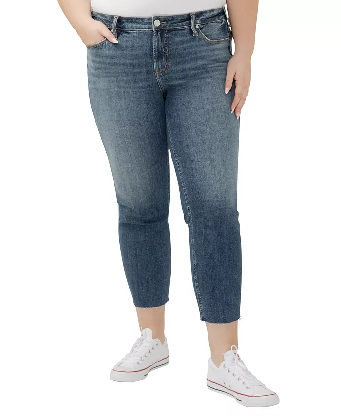 

Джинсы Elyse Plus Size средней посадки, прямой крой, до щиколотки Silver Jeans Co., синий