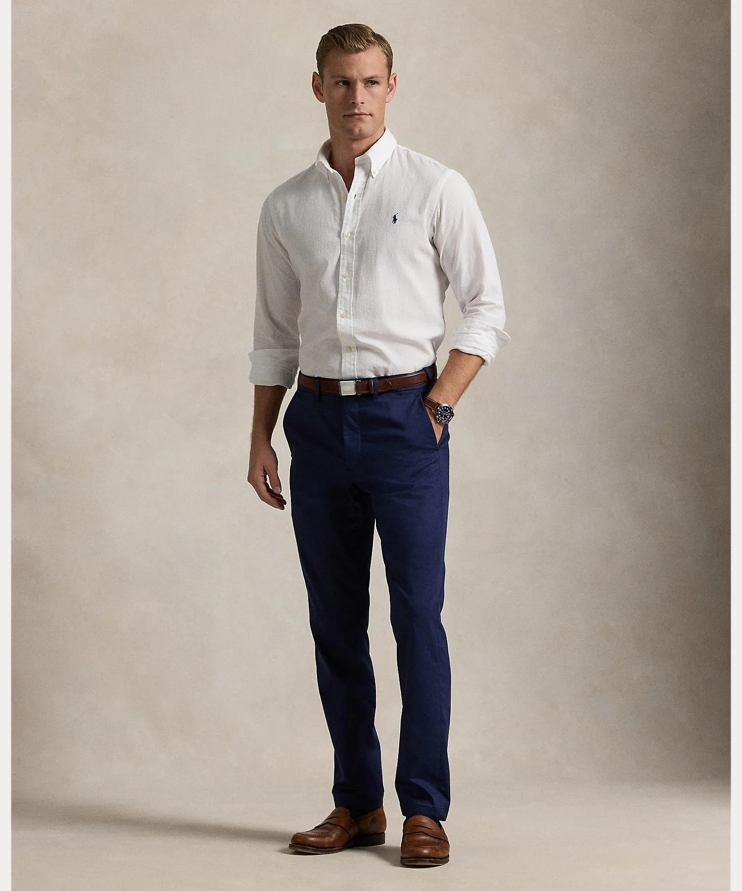 Мужская рубашка POLO RALPH LAUREN классического кроя из сирсакера — фото 3