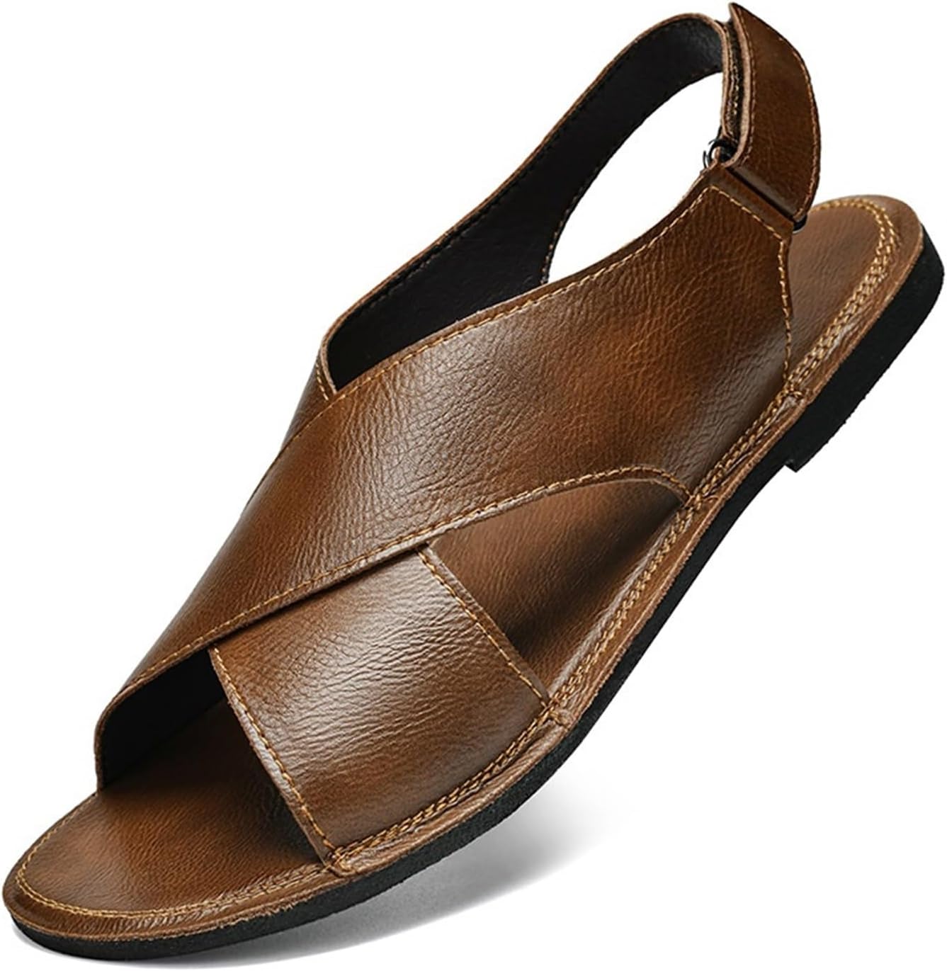 

Мужские сандалии DMGYCK из натуральной кожи, ручная работа, сандалии на плоской подошве, для улицы, летние повседневные сандалии для отпуска и пляжа, коричневый