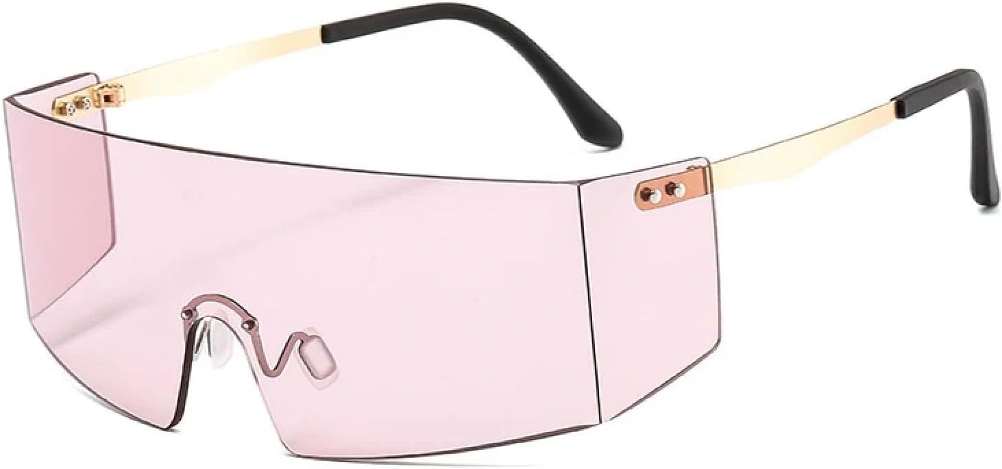 

Модные солнцезащитные очки без оправы для женщин и мужчин, большие очки с плоской верхней частью, увеличенные зеркальные очки, защита от УФ-излучения UV400 VVTWSSW, C6 Gold-pink