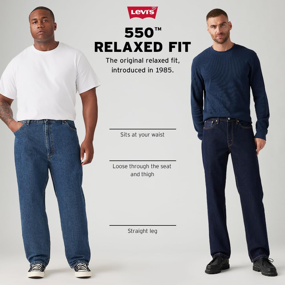 Мужские джинсы Levi's 550 свободного кроя (также доступны в размерах для больших и высоких женщин), Rinse - Stretch — фото 4