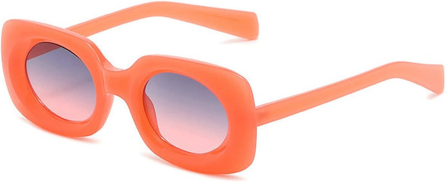 

Солнцезащитные очки COTIA прямоугольной формы для женщин, в стиле ретро, ​​овальные линзы, узкая тонкая квадратная оправа, защита от УФ-излучения UV400, Orange Grey Pink