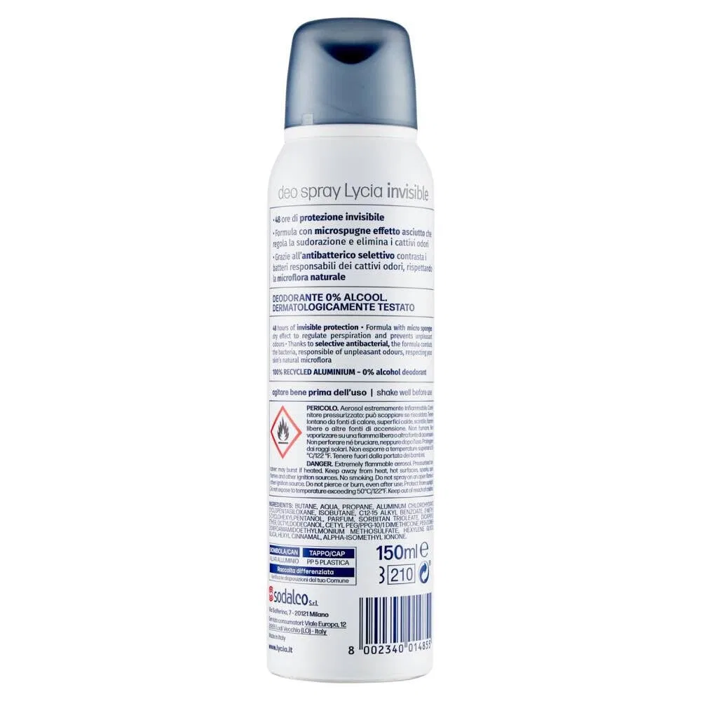Дезодорант Lycia Invisible Anti-Stain Dry Effect 48H 12 x 150 мл + Polpa 400 г Italian Gourmet E.R. — фото 3