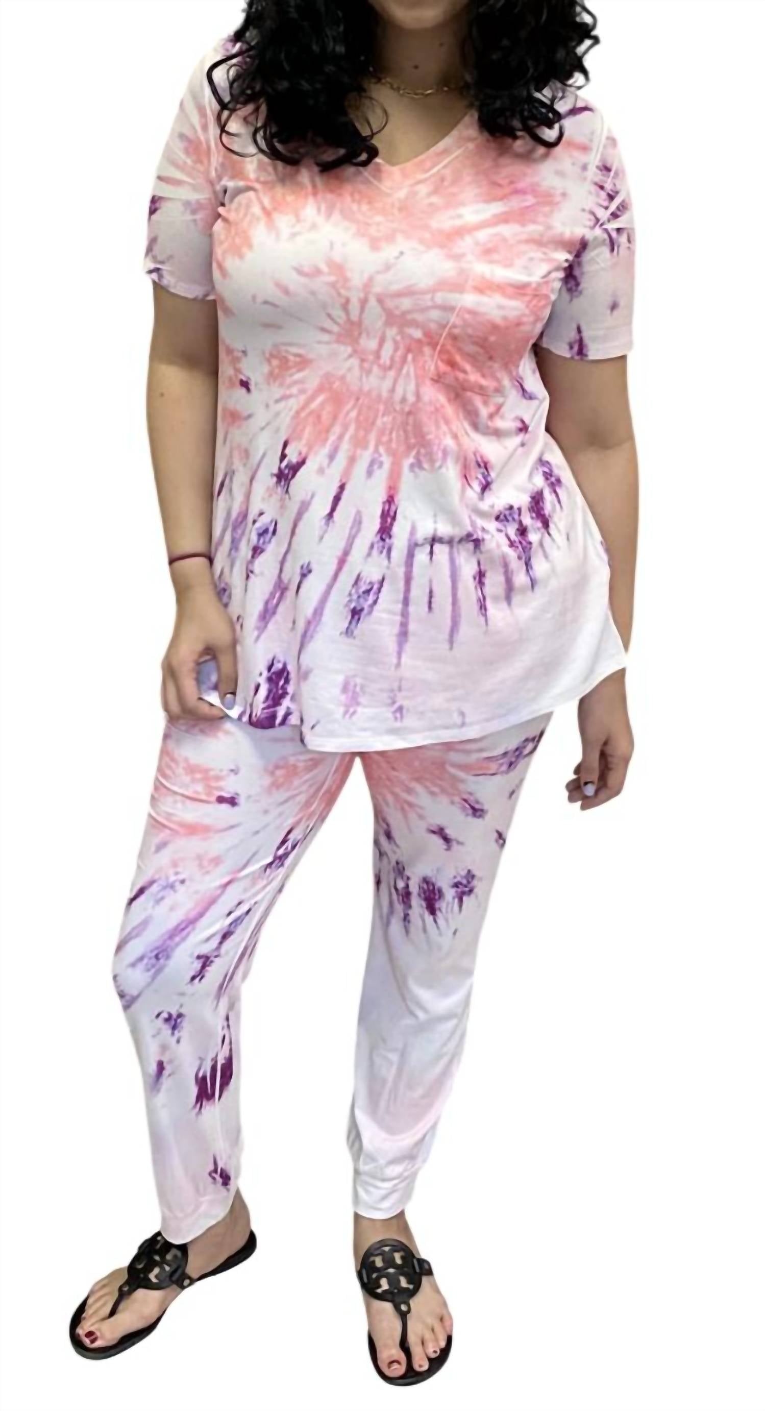 

Комплект спортивных штанов Starburst Tie Dye в пурпурном цвете Blumin