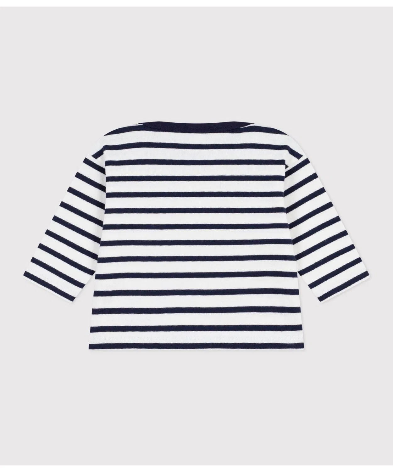 Свитер с длинным рукавом в полоску, Petit Bateau, 100% хлопок, белый с тёмно-синим — фото 2