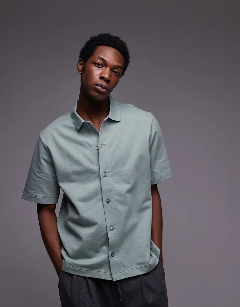 

Свободная рубашка Topman на пуговицах цвета шалфея