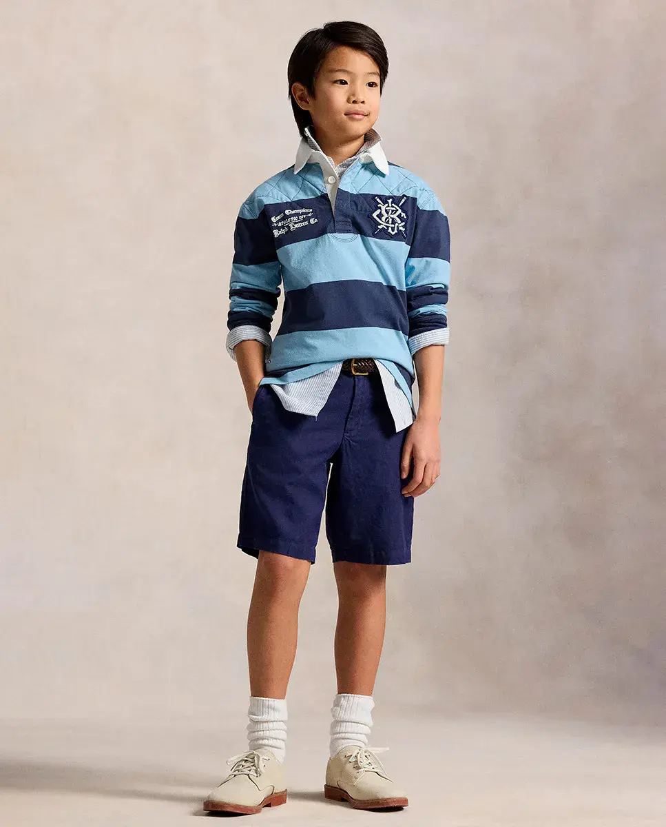 

Детские бермуды из смеси льна и хлопка Polo Ralph Lauren, темно-синий