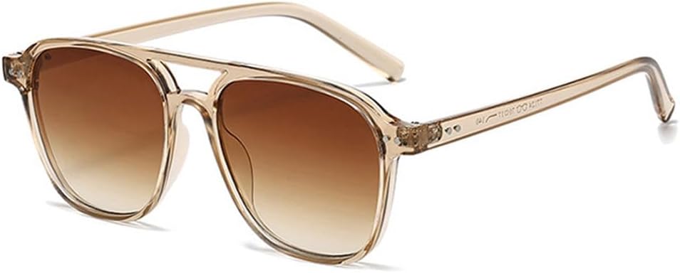 

Модные женские солнцезащитные очки с двойной перемычкой, ретро-очки с заклепками, мужские трендовые солнцезащитные очки с градиентным переходом, солнцезащитные очки UV400 TKKTLLT, Champagne Tea