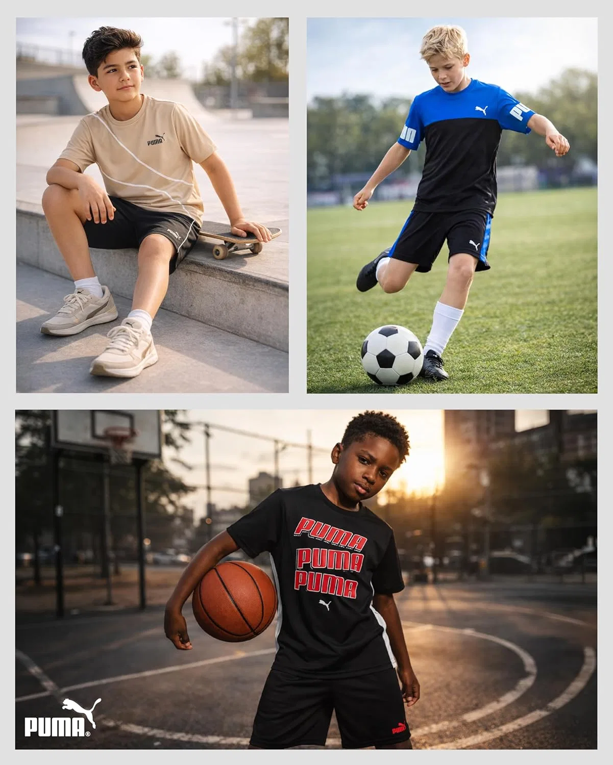 Спортивный набор для мальчиков PUMA, футболка и шорты, Red Core/Black — фото 3