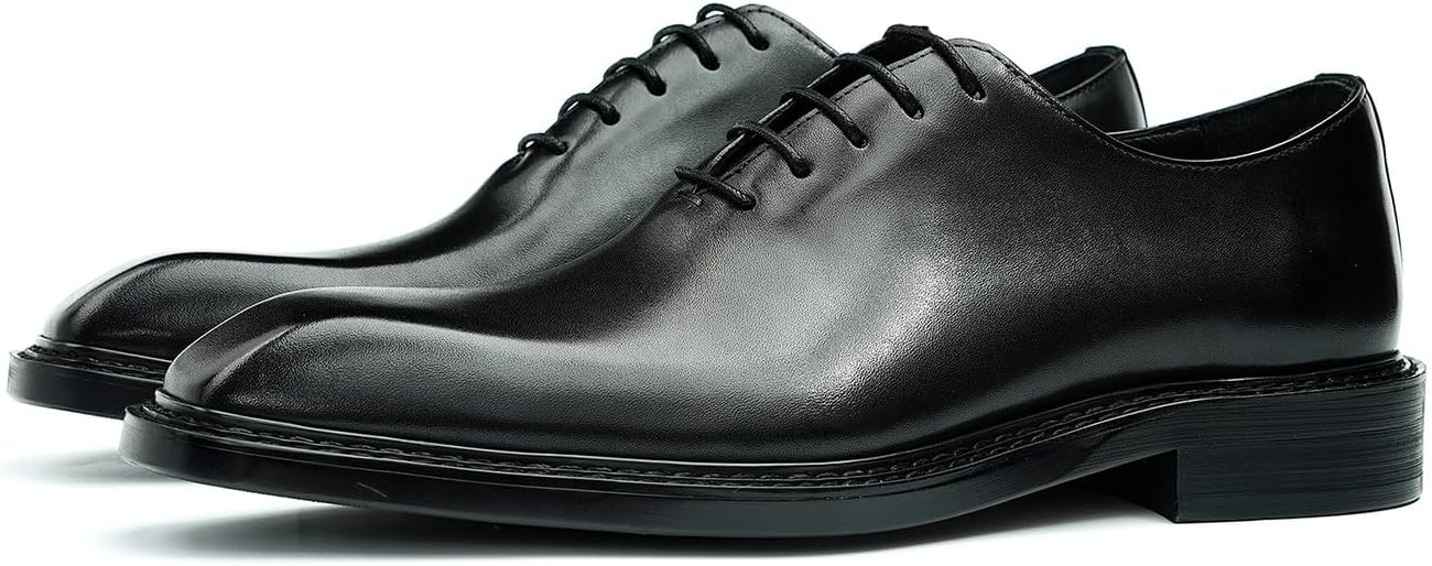 

Мужские кожаные оксфорды Santimon, классические формальные туфли с гладким носком и шнуровкой- модные классические туфли для бизнеса, повседневной носки, свадеб и выпускных с амортизирующей стелькой и дышащей подкладкой, черный