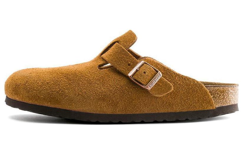 Босоножки из мягкой замши Boston Soft Footbed, узкие, цвета норки Birkenstock, Brown