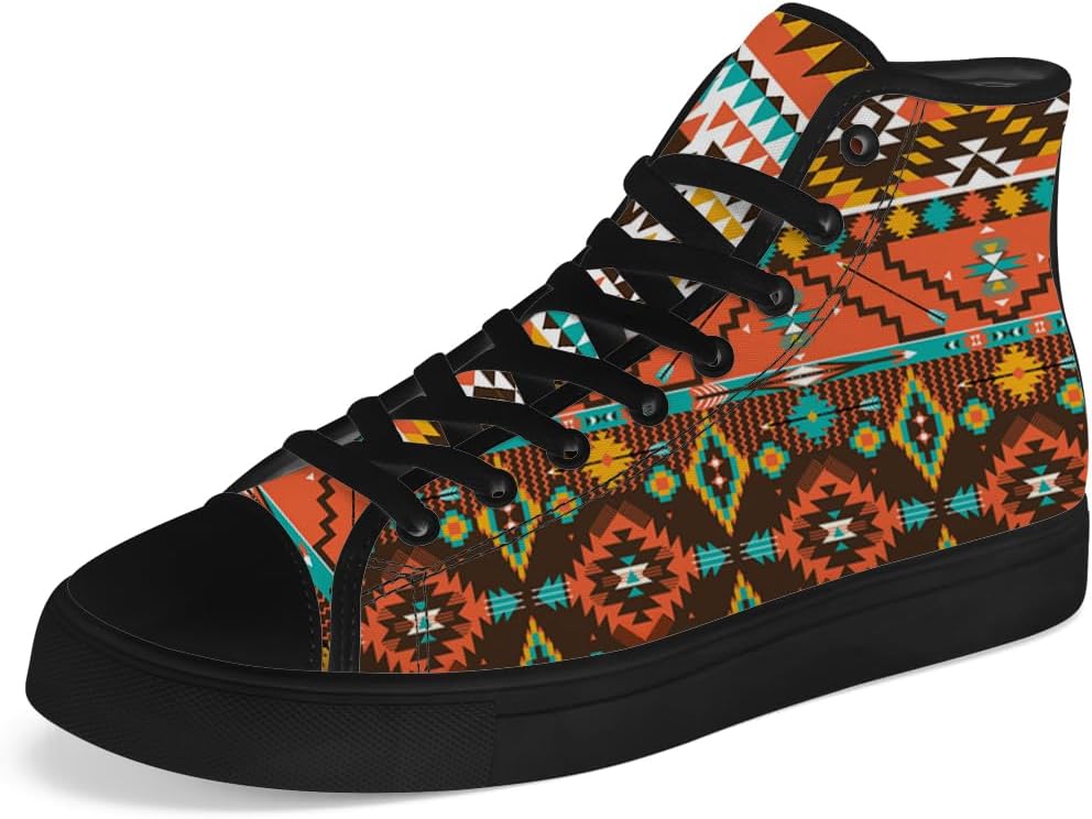 

Высокие кеды на шнуровке Aztec для мужчин и женщин, с канвой, в стиле коренных американцев, повседневная обувь, подарок для папы и мамы Chebing, 614 Brown