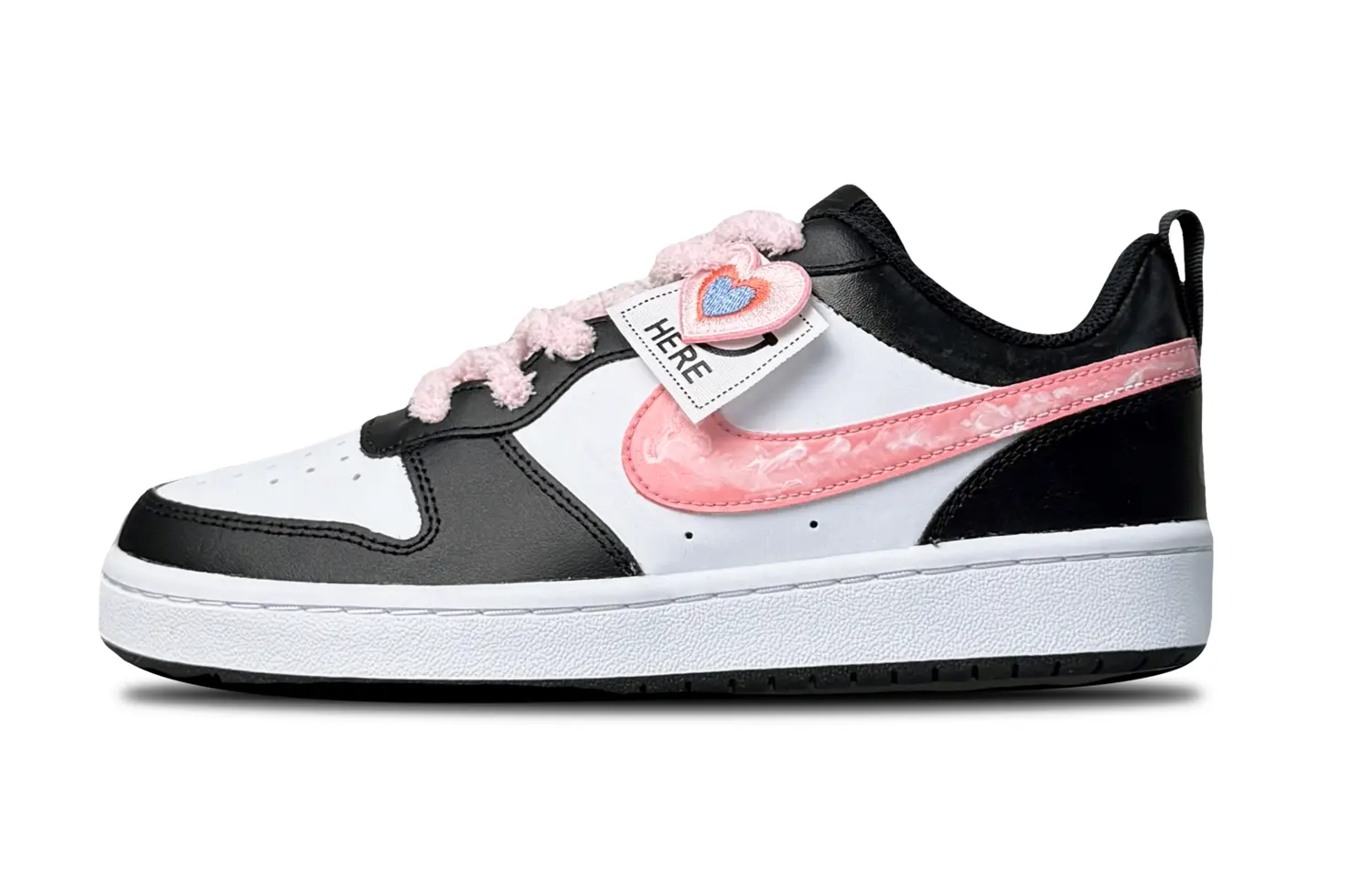 

Кроссовки Nike Court Borough Skateboard Shoes Women's Low-Top Black Pink, Черный, Кроссовки Nike Court Borough Skateboard Shoes Women's Low-Top Black Pink