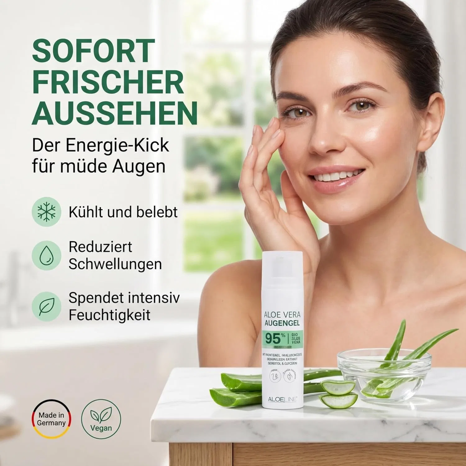 Гель для глаз ALOE Line с 95% органическим алоэ вера, 2 x 30 мл Aloe Line, Eye Gel — фото 2