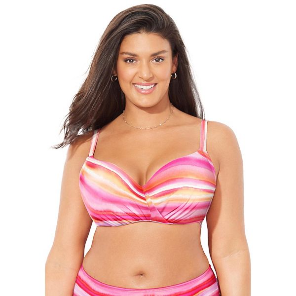 

Женский топ-бикини на косточках с размером по бюстгальтеру Swimsuits For All, Sunset Stripe