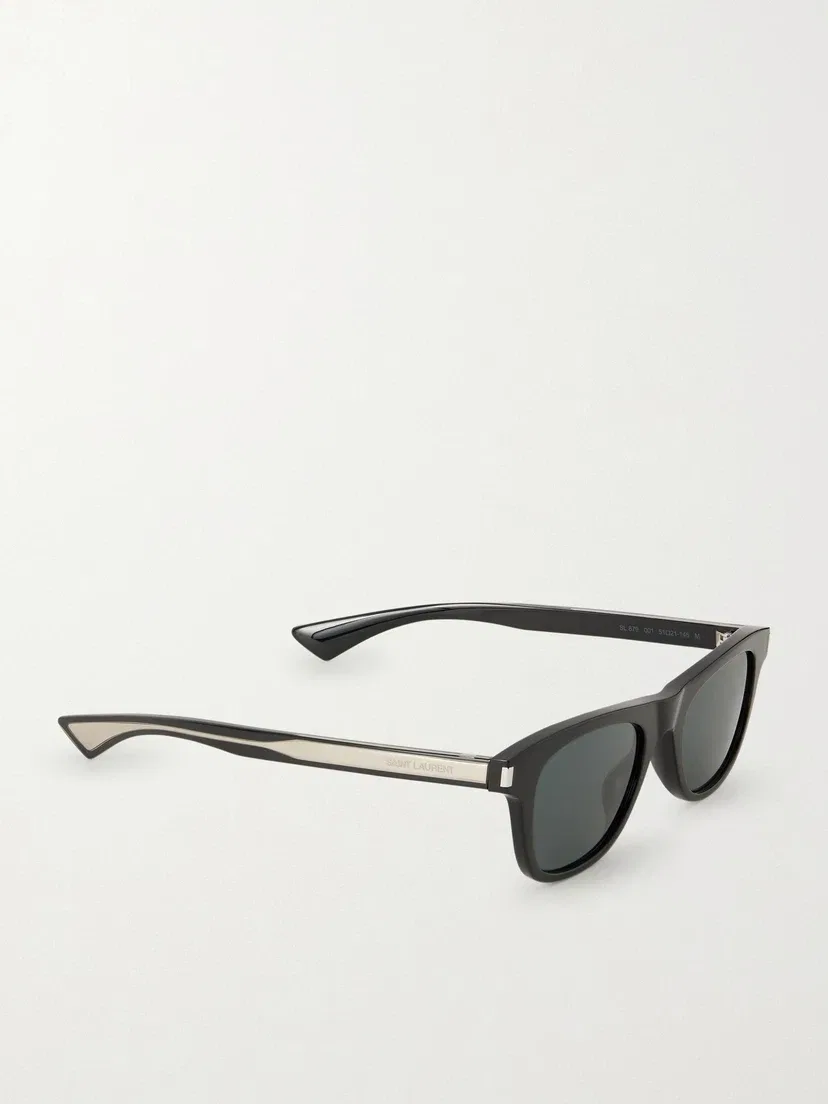 Квадратные ацетатные солнцезащитные очки Saint Laurent Eyewear, черный — фото 3