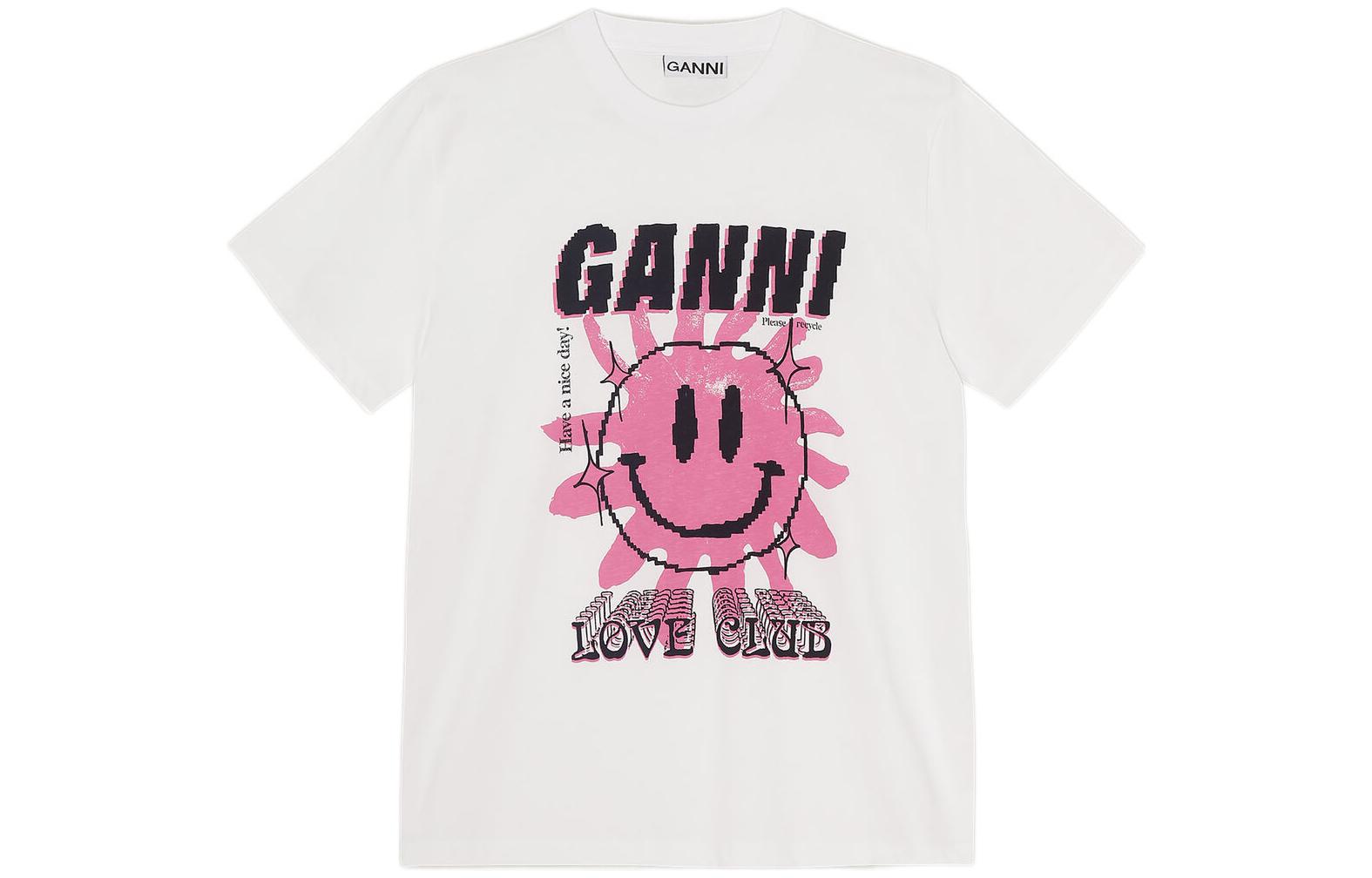 

GANNI Футболка женская белая, Белый, GANNI Футболка женская белая