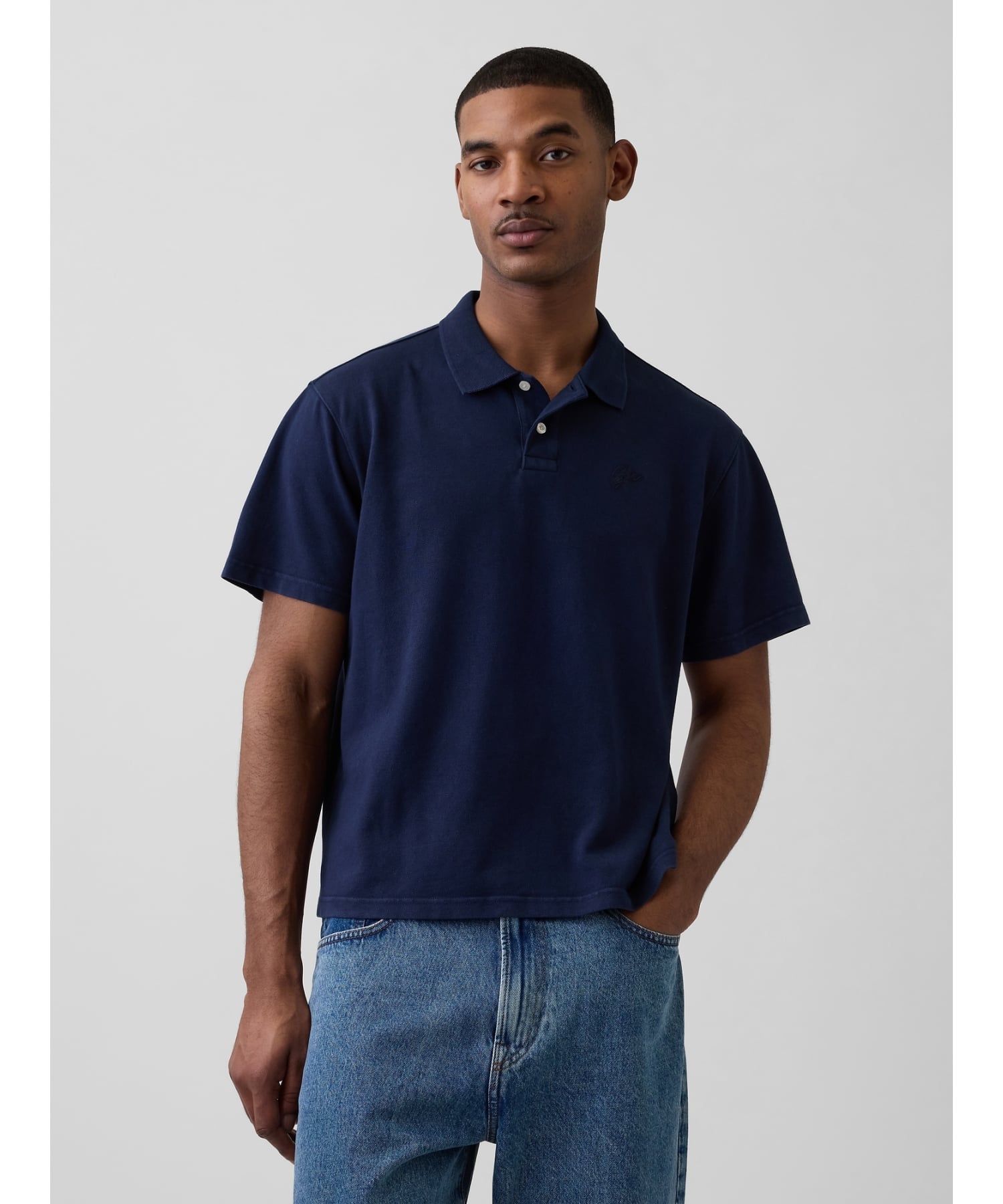 (U)JPN IE Укороченный логотип Пике Поло GAP, TAPESTRY_NAVY
