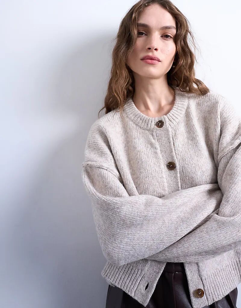 

Свободный кардиган Topshop с открытым швом, овсяного цвета