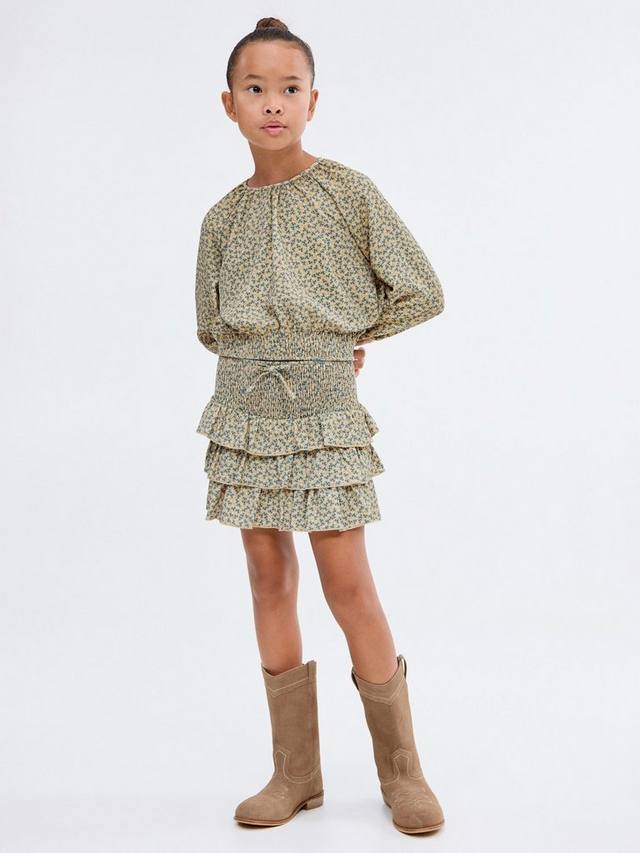 Детская футболка с длинным рукавом в цветочном принте Mango, Green — фото 2