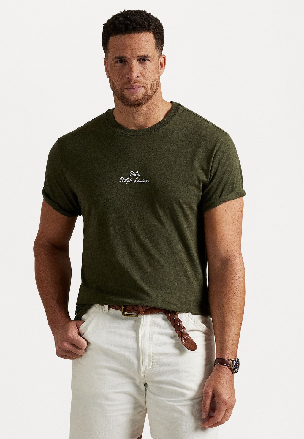 

Футболка с принтом EMBROIDERED-LOGO JERSEY T-SHIRT Polo Ralph Lauren Big & Tall, темно-зеленый