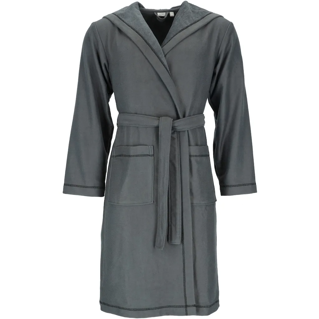 

Унисекс халат Modern Life, идеально для сауны и спа, гостиничный халат, утренний халат 1 шт., разноцветные декоративные швы Esprit, антрацит