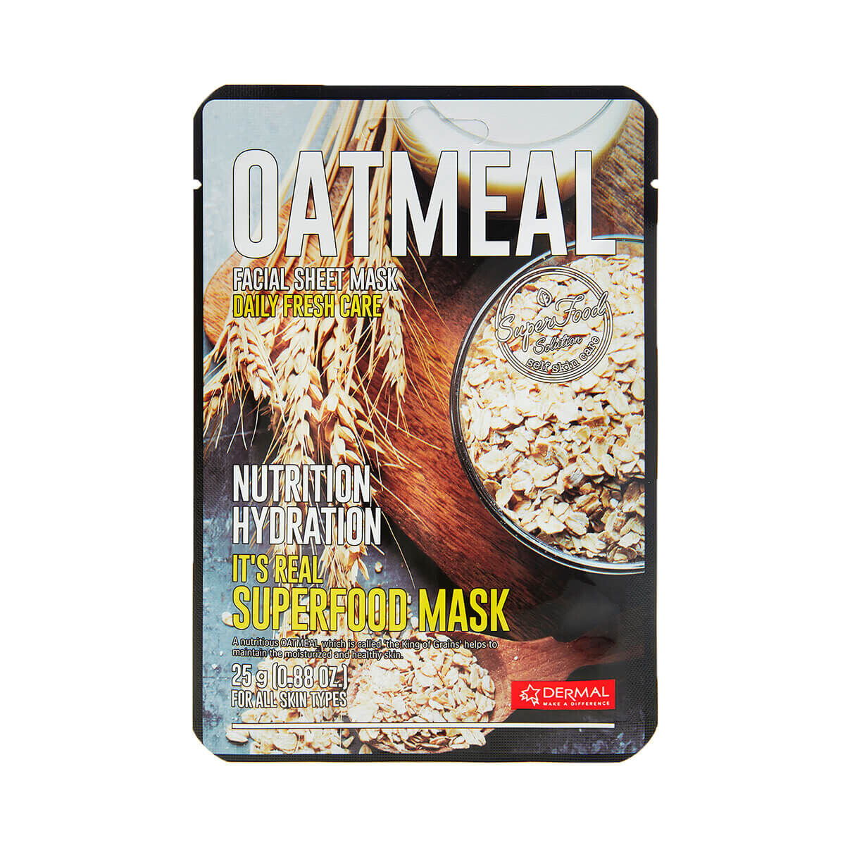 

Увлажняющая маска для лица в листах Dermal It'S Real Superfood Mask, 25 мл