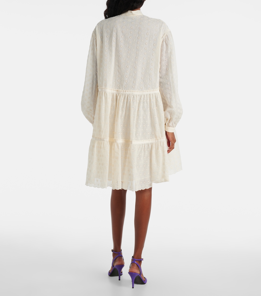 Платье-рубашка из хлопка Broderie anglaise Valentino, Avorio — фото 3