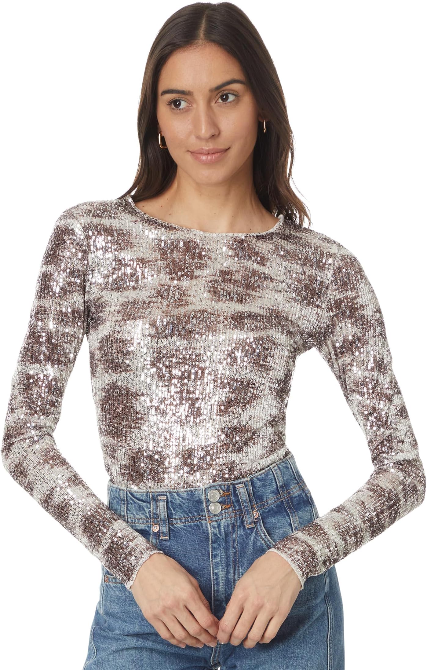 

Лонгслив Free People Printed Gold Rush Long Sleeve, цвет Alabaster Combo