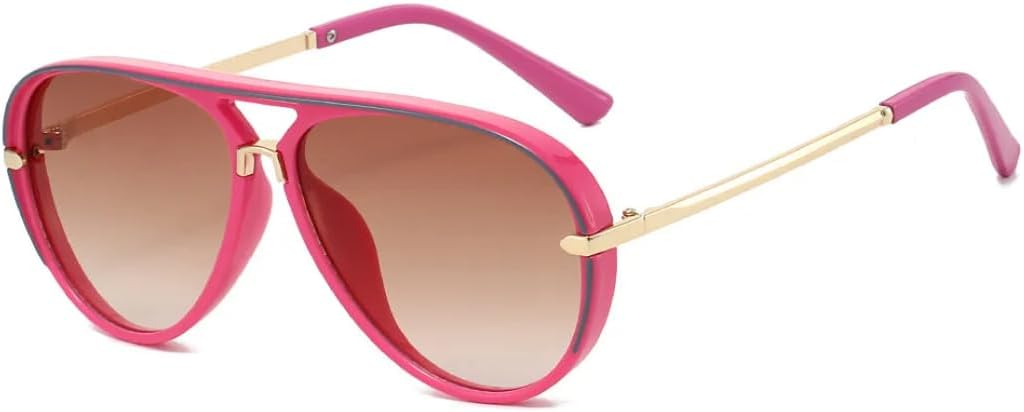 

Модные солнцезащитные очки с двойной перемычкой для женщин, большие солнцезащитные очки в стиле ретро, ​​градиентные, с защитой от УФ-излучения UV400, для мужчин в стиле панк TVTBBVV, Pink Tea