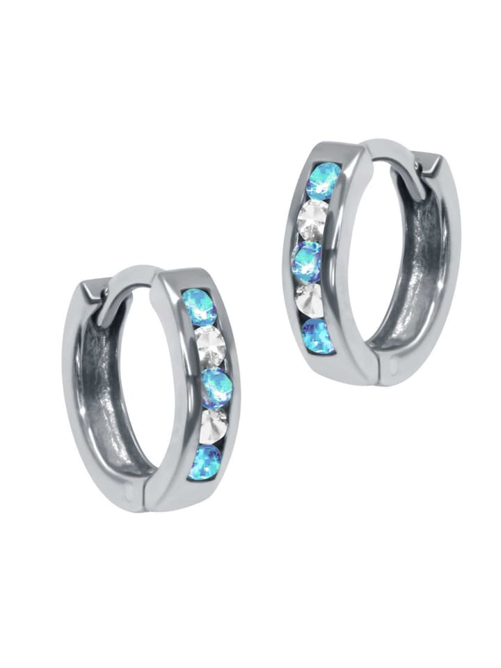 

Schmuck23 Серьги-кольца из серебра 925 пробы с цирконием, 0,3 см x 1,2 см