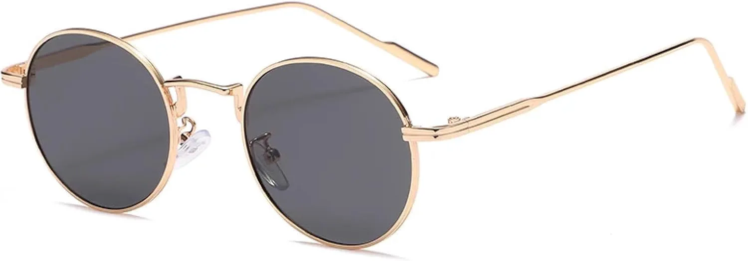 

Солнцезащитные очки с защитой UV400 | Круглые, градиентные, из сплава | Для женщин и мужчин, для занятий спортом на открытом воздухе и вождения DSVIGF, Gold Black