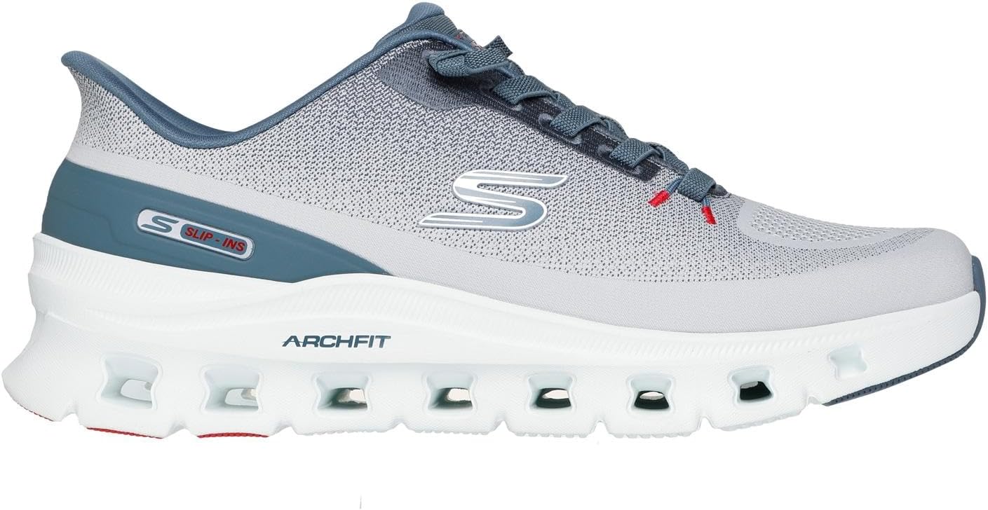 Мужские кроссовки Skechers Arch Fit Glide-Step Pro с удобной вставкой и легким надеванием, синий/серый/светло-серый — фото 4