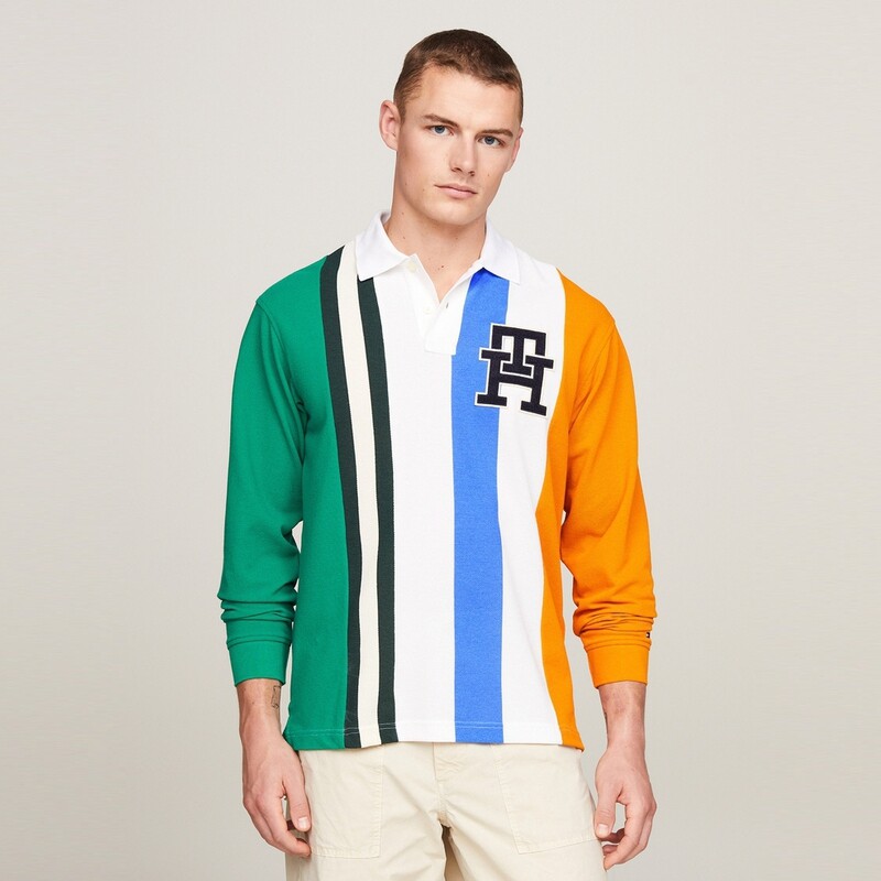 Полосатая рубашка-поло из пике Tommy Hilfiger, зеленый — фото 3