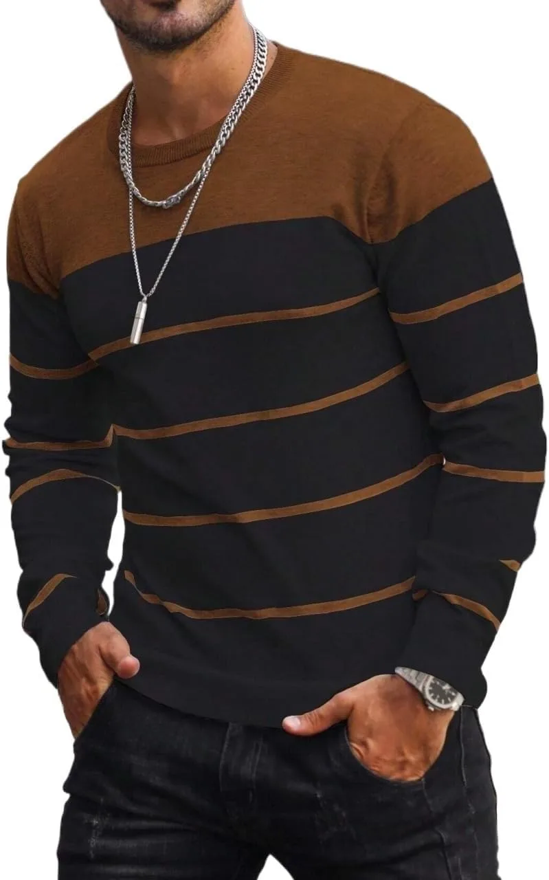 

Мужской свитер с полосками и воротником-гольф, длинный рукав, slim fit GIESSO