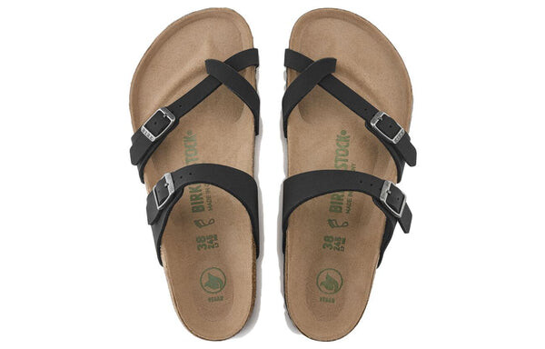 Тапочки mayari vegan birko-flor birkibuc narrow fit sandals 'black' Birkenstock, черный — фото 4