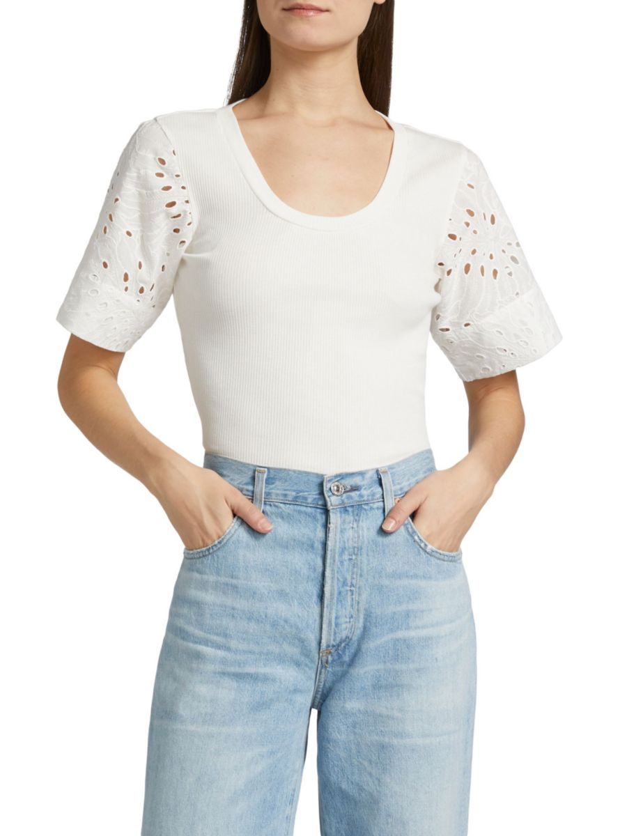 

Топ Margaux Mixed Media Derek Lam 10 Crosby, цвет Blanc