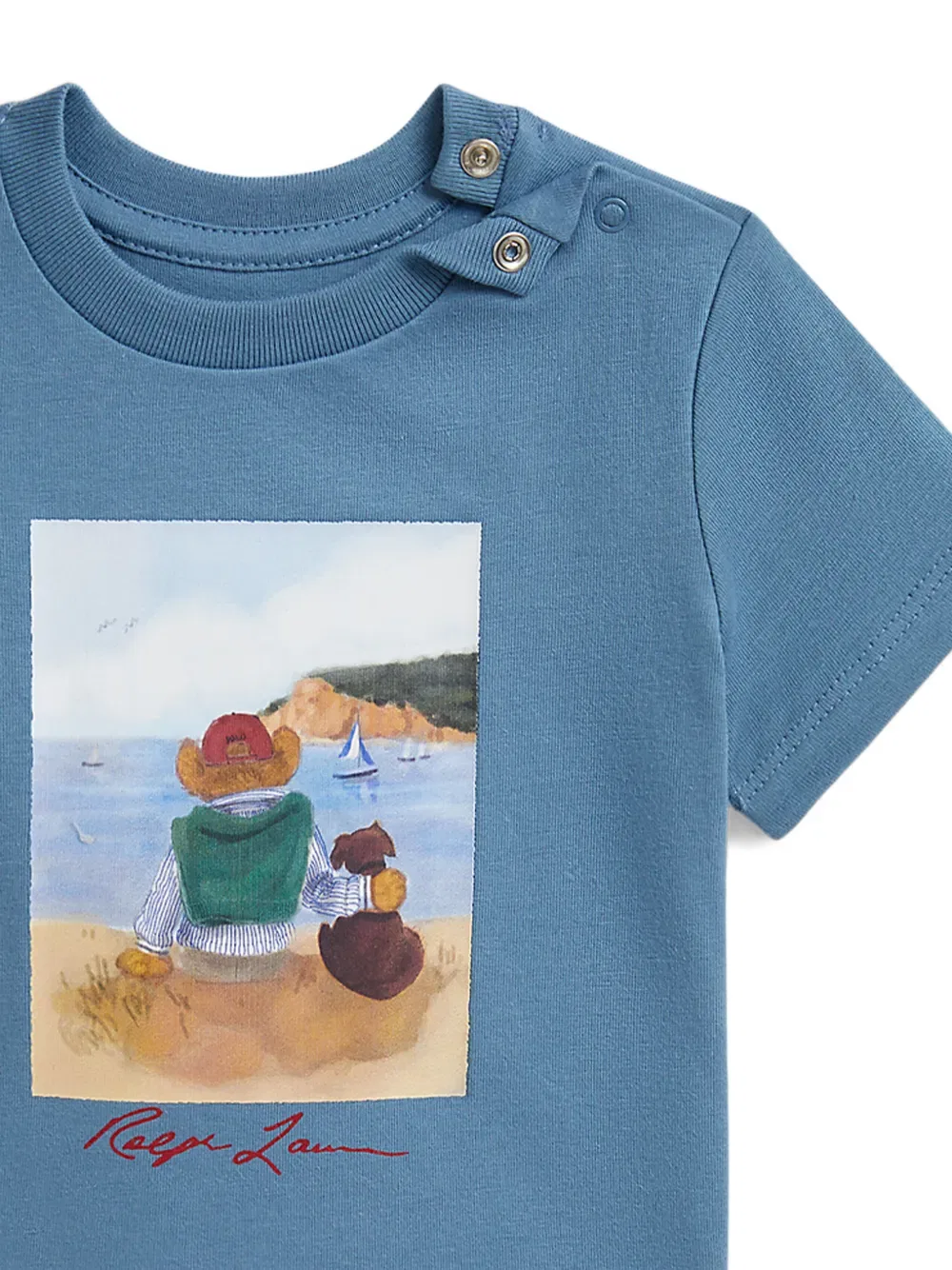 Футболка с изображением медведя Polo Ralph Lauren Kids, синий — фото 4