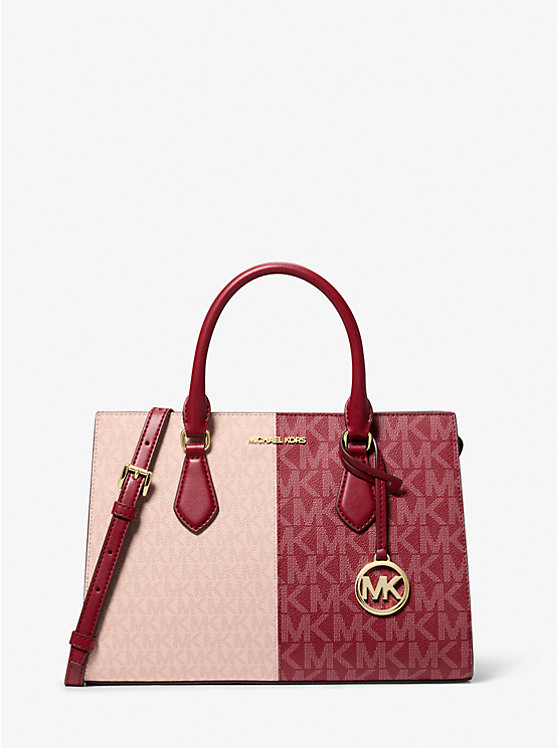 

Средняя металлическая сумка Sheila с двухцветным фирменным логотипом Michael Kors, Cherry Multi